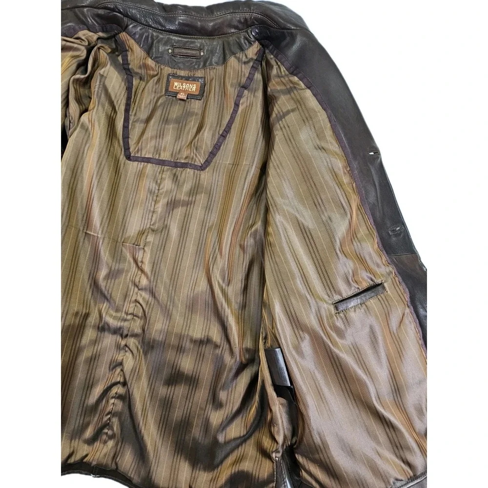 VTG Wilsons Leather Dark Brown Mens XL Field Jacket Sport Coat Lined Pockets